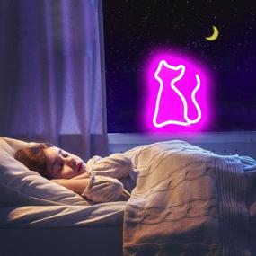 img 1 attached to 🐱 XIYUNTE Pink Neon Cat Light Sign – Bedroom Décor with Battery or USB Power, LED Cat Neon Sign for Kids Room, Living Room, Bar, Party, Christmas, Wedding