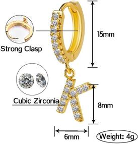 img 3 attached to 👂 Hypoallergenic Hoop Earrings with 14K Gold Plated Initial Huggie Charm - A-Z Alphabet Dangle Earrings for Women and Girls