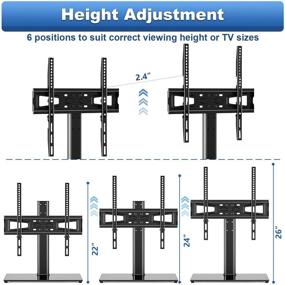 img 1 attached to 📺 Height Adjustable Universal TV Stand Base Table Top | 27-55 inch LCD LED TVs | Tempered Glass Base with Cable Management | Black