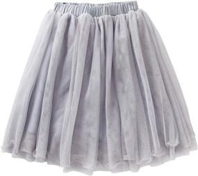 img 4 attached to 👗 VIYOO Girls Casual Tulle Tutu Puff Skirt - 4-Layer Mid-Calf Long - Age 3-11