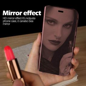 img 2 attached to 📱 Clear View Mirror Flip Cover PU Leather with Kickstand for Samsung Galaxy Note20 Ultra 5G - Compatible Cell Phone Case for Samsung Note 20 Ultra 6.9 inch, Protective Cover