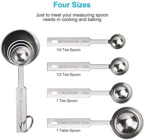 img 3 attached to OstWony 4PCS Measuring Spoons Set - Food Grade Stainless Steel, Perfect for Liquid and Dry Ingredients Measurement