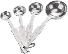 img 4 attached to OstWony 4PCS Measuring Spoons Set - Food Grade Stainless Steel, Perfect for Liquid and Dry Ingredients Measurement