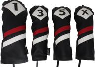 🏌️ vintage leather style golf headcovers: classic black, red, and white retro design for 1, 3, 5 wood & driver – fits 460cc drivers logo