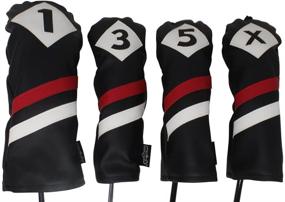 img 4 attached to 🏌️ Vintage Leather Style Golf Headcovers: Classic Black, Red, and White Retro Design for 1, 3, 5 Wood & Driver – Fits 460cc Drivers