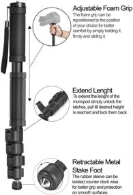 img 2 attached to 📸 Acuvar 62-Inch Monopod with Safety Strap and 4-Section Extending Pole – Ideal for Digital Cameras, DSLR, Mirrorless, Compact Cameras