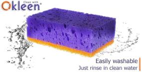 img 2 attached to 🧽 Okleen Purple and Orange Multi Use Scrub Sponges - 9 Pack, Heavy Duty & Non Scratch Fiber – Made in Europe