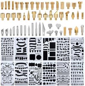 img 4 attached to 🔥 UHBGT Wood Burning Accessories Kit - 65 Pcs Tip, Stencil Soldering Iron Pyrography Carving Engraving Tools for Woodworking, Leather - Unknown 3 Piece Set