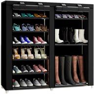 👢 27-pair portable boot rack, double row shoe rack covered with nonwoven fabric - txt&baz (7-tiers black) логотип