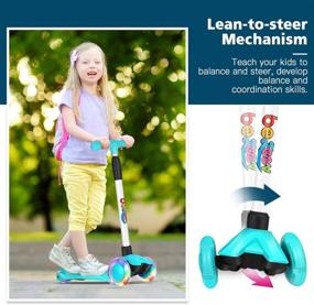 img 1 attached to 🛴 Beleev Kick Scooter for Kids: 3 Wheel Toddlers Scooter, Adjustable Height, Lean to Steer, Light Up Wheels - Teal