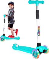 🛴 beleev kick scooter for kids: 3 wheel toddlers scooter, adjustable height, lean to steer, light up wheels - teal logo