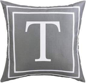 img 4 attached to 🛋️ Fascidorm Gray Pillow Cover - English Alphabet T Throw Pillow Case, Modern Cushion Cover, Square Pillowcase Decoration for Sofa, Bed, Chair, Car - 18 x 18 Inch