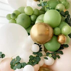 img 3 attached to 🎈 Soonlyn Olive Green Balloon Garland Kit: 140 Pcs 18In 12In 10In 5In with Large Leaves - Perfect for Baby Shower, Bridal Shower, and Birthday Party Decorations