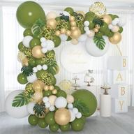 🎈 soonlyn olive green balloon garland kit: 140 pcs 18in 12in 10in 5in with large leaves - perfect for baby shower, bridal shower, and birthday party decorations логотип