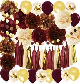 img 4 attached to 🎉 Бордово-золотые украшения на осень для вечеринок и не только: идеально подходят для душа невесты, выпускного вечера и дней рождения!