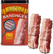 bacon shaped adhesive bandages: 2 pack of 15 🥓 die-cut sterile strips - fun and functional first aid solution logo