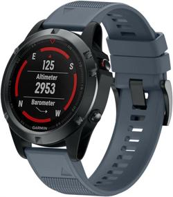 img 2 attached to 📳 ANCOOL Fenix 5 Band Replacement - Easy Fit 22mm Width Soft Silicone Watch Strap for Fenix 5/Fenix 5 Plus/Forerunner 935/Approach S60/Quatix 5 - Slate