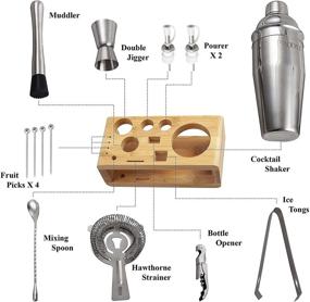 img 2 attached to 🍹 Premium 14-Piece Cocktail Shaker Set with Bamboo Stand - Ultimate Bartender Kit for Home Bar, Complete Bar Tool Set for Perfect Mixology Experience