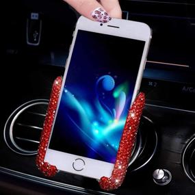 img 2 attached to SUNCARACCL 2 Pack Bling Car Phone Holder Mini Car Dash Air Vent Automatic Phone Mount Universal 360°Adjustable Crystal Auto Car Stand Phone Holder Car Accessories For Women And Girls (Red)