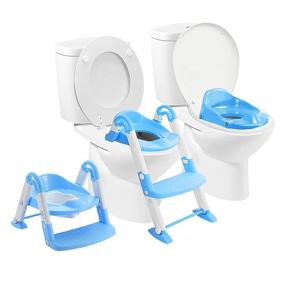 img 1 attached to 🚽 Babyloo Bambino Booster 3-in-1 - Collapsible Toilet Training Step Stool: Assisting Toddlers to Grow Confidently! Convertible Potty Trainer for Ages 1-4, Ideal for All Stages (Blue)