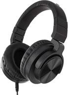 high-quality studio monitor headphones by amazon basics - black logo