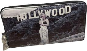 img 4 attached to 👛 Marilyn Monroe Black Fabric Large Woman Wallet Wristlet: Double Zipper Smartphone Wristlet Purse Signature Wallet (Color 4)