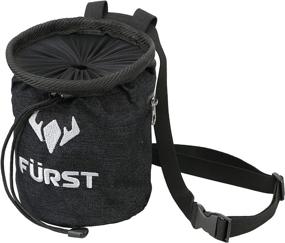 img 1 attached to 🧗 FURST Denim Chalk Bag for Rock Climbing, Bouldering, Gym, Crossfit, Lifting with Zippered Pocket and Brush Loop