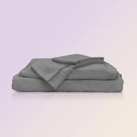 🌿 all-season eucalyptus lyocell sheet set by sheets & giggles - responsibly made, naturally cooling, super soft, moisture-wicking, chemical-free - queen size, grey logo