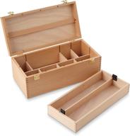 🎨 large artist tool box - beechwood storage organizer with drawer for art supplies logo