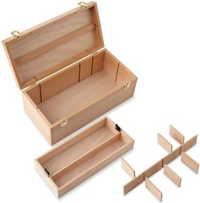 img 2 attached to 🎨 Large Artist Tool Box - Beechwood Storage Organizer with Drawer for Art Supplies