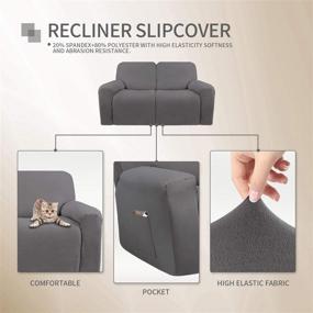 img 2 attached to 🛋️ Soft Fitted Microfiber Stretch Recliner Sofa Slipcover - Easy-Going 6-Piece Furniture Protector with Elasticity for Kids - Washable Couch Cover for 2-Seat Recliner Loveseat in Light Gray