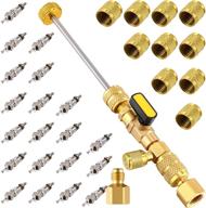 🔧 mudder a/c valve core remover tool kit with dual size sae 1/4 &amp; 5/16 port, r410 r32 brass adapter, 20 valve cores and 10 brass nut hvac valve core removal installer kit logo
