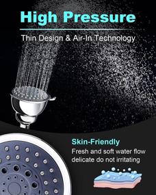 img 2 attached to 🚿 Enhance Your Shower Experience with High Pressure 4 Inch Rain Shower Head - Easy Installation, Automatic Cleaning, 5 Spray Settings, and Water Savings (2.5 GPM)