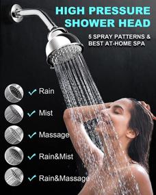 img 3 attached to 🚿 Enhance Your Shower Experience with High Pressure 4 Inch Rain Shower Head - Easy Installation, Automatic Cleaning, 5 Spray Settings, and Water Savings (2.5 GPM)