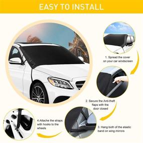 img 3 attached to 🌞 Premium 600D Car Windshield Sun Shade Visor Protector | 4-Layer Protection Against Sun, Snow, Ice, and Debris | Universal Fit for Cars, Trucks, Vans, and SUVs