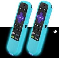 [2 pack] glow blue silicone cover for tcl roku tv steaming stick 3600r / roku express(3900)/ roku express+(3910)/ roku express(3930) remote control, protective soft cases for roku voice remote skin logo