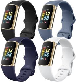 img 4 attached to 🏋️ 4 Пакеты бандажей Nofeda, совместимые с Fitbit Charge 5 - водонепроницаемые силиконовые запасные браслеты для мужчин и женщин