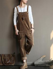 img 2 attached to 👖 Stylish Women's Green Corduroy Overalls with Adjustable Straps by Yeokou (S)