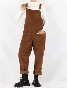 img 1 attached to 👖 Stylish Women's Green Corduroy Overalls with Adjustable Straps by Yeokou (S)