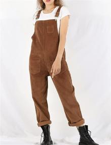 img 3 attached to 👖 Stylish Women's Green Corduroy Overalls with Adjustable Straps by Yeokou (S)