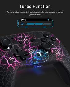 img 1 attached to 🎮 Wireless Switch Pro Controller for Switch/Switch Lite/Switch OLED, 8 Colors LED Adjustable Remote Gamepad with Unique Crack/Turbo/Motion Control - Black