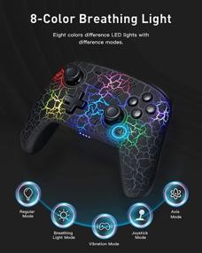 img 3 attached to 🎮 Wireless Switch Pro Controller for Switch/Switch Lite/Switch OLED, 8 Colors LED Adjustable Remote Gamepad with Unique Crack/Turbo/Motion Control - Black