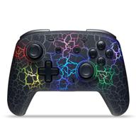 🎮 wireless switch pro controller for switch/switch lite/switch oled, 8 colors led adjustable remote gamepad with unique crack/turbo/motion control - black logo