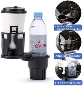 img 4 attached to 🚗 NSTART Universal Car Cup Holder Expander Adapter - 2 in 1 Dual Cup Mount Extender Organizer for Vehicles with 360°Rotating Adjustable Base - Holds Most 17oz to 20oz Coffee Drinks Bottles