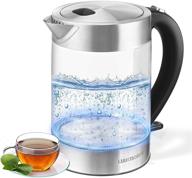 luukmonde electric kettle 1500w - fast boiling glass tea kettle 1.7l with led light, auto shut-off & boil-dry protection: cordless water boiler with fully metal lid, bpa free+ logo