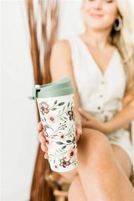 img 1 attached to ☕️ Steel Mill & Co Insulated Thermal Coffee/Tea Mug - Woodland Floral Design - 16oz Travel Cup