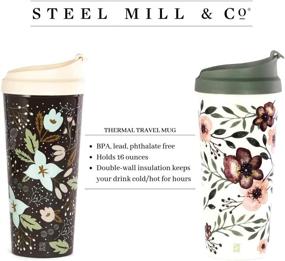 img 3 attached to ☕️ Steel Mill & Co Insulated Thermal Coffee/Tea Mug - Woodland Floral Design - 16oz Travel Cup