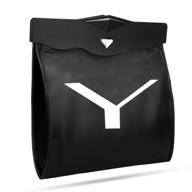 🚮 waterproof pu leather garbage bin with led light for tesla model y - stylish car trash can logo