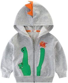 img 3 attached to Cartoon Dinosaur Animal Zipper Packaway Jacket for Toddler Boys - Spring Autumn Hoodies Coat, Ideal for Kids Aged 1-7 Years
