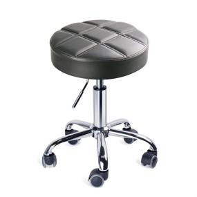 img 4 attached to 🦓 Grey Adjustable Work Medical Stool with Wheels - Leopard Round Rolling Stools